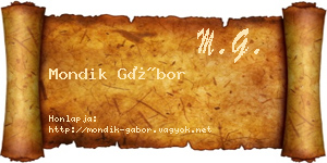 Mondik Gábor névjegykártya